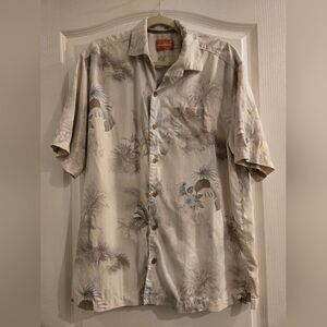 Tommy Bahama Cream and Brown Tropical Shirt